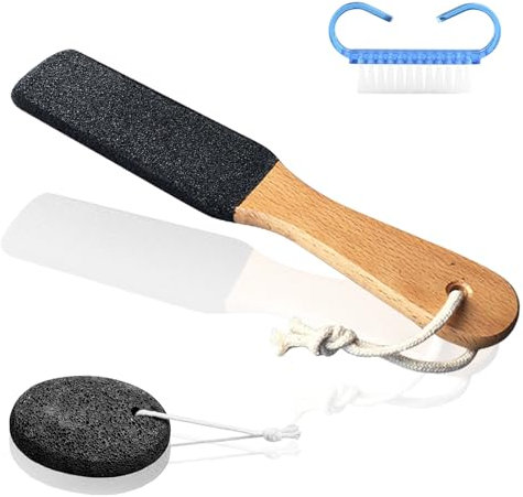 Geebymol Smoothing Wooden Foot File, Double Sided To Exfoliate And Remove Dry Dead Skin, Eliminates Corns And Calluses, Natural Pumice Stones Pedicure Tool Set For Super Soft Feet,Natural Foot Scraper