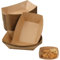 Shengxi 100 Piezas Cuenco Cartón Kraft Bandeja Contenedores, 17.5 x 12.5 cm Cuencos Plato Resistente al Aceite y Agua para Patatas Fritas Snack Curry Salchicha Ensalada Macarons Aperitivos