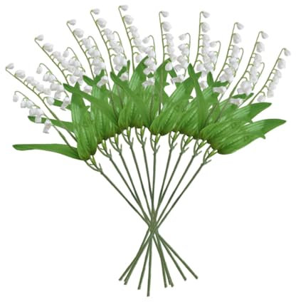 Künstliche Maiglöckchen, künstliche Maiglöckchen, 10 künstliche Blumen, weiße Glocke, Mai-Blumen, Simulationspflanzen für Indoor-Partys, Hochzeiten, Hausgärten