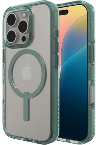 ZAGG Santa Cruz Snap Graphene-Reinforced Case for iPhone 16 Pro [6.3-Inch], MagSafe Compatible, Anti-Yellowing, Scratch-Resistant, Slim Design, Shockproof Phone Back Cover (Green)