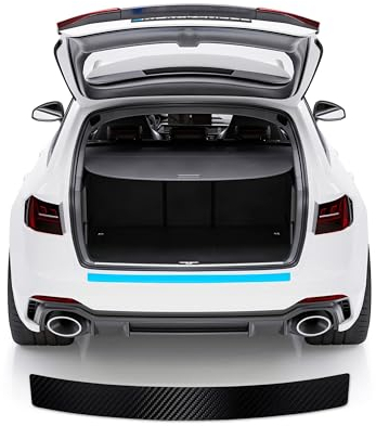 Ladekantenschutz Stoßstangenschutz Kohlefaser Aufkleber für Mercedes C-Klasse W205 Kombi 2014-2021 Auto Einstiegsleisten Schutzfolie AntiKratz, Black