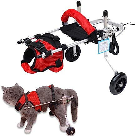 Katzenrollstuhl, neu verbesserter Haustier-Rollstuhl, abnehmbares Geschirr-Design, leichter Katzenrollstuhl für Hinterbeine von Hunden, Katzen, Kaninchen (S)
