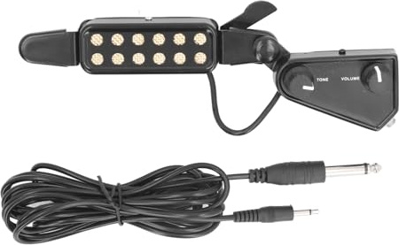 Akustikgitarre Tonabnehmer, 12 Loch Folk Gitarre Tonabnehmer Megnetic Sound Hole Elektrischer Wandler Pickup Transducer mit Volume Tone Tuner 3m Draht für 12 Saitige Konzertgitarre Metallsaitengitarre