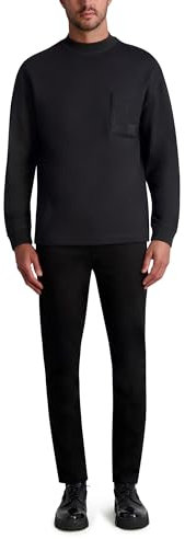 KARL LAGERFELD Herren-Sweatshirt, Bouclé-Tasche, langärmelig, Lt Weight, Schwarz, L