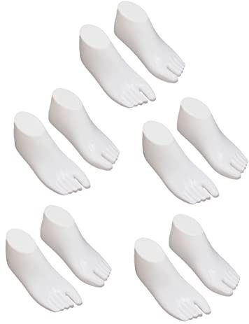 HOODANCOS Maniquí De Pies De Plástico Para Niños, Expositor De Calcetines y Zapatos Sin Base, Blanco, Set De 5 Pares, Flexible y Duradero, Adecuado Para Exhibición Infantil y Conservación De Calzado