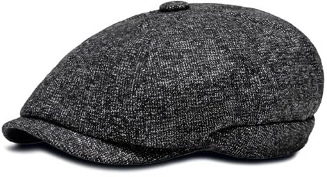 GOZINA Herren Newsboy Cap, Baskenmütze, Flatcap, Ballonmütze Schirmmützen (DE/NL/SE/PL, Alphanumerisch, Einheitsgröße, Dunkelgrau)