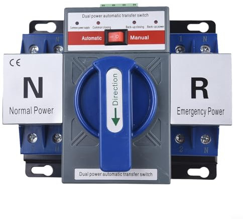 Bulevisiter Interruptor de transferencia automática de energía,Interruptor de alimentación,Interruptor de carga de red,63A 2P para ATS Interruptor de cambio de generador de interruptor de
