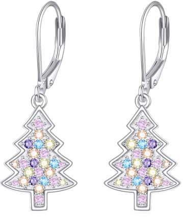 POPLYKE Christmas Tree Earrings for Women Sterling Silver Christmas Tree Earrings Christmas Jewelry Gift for Women