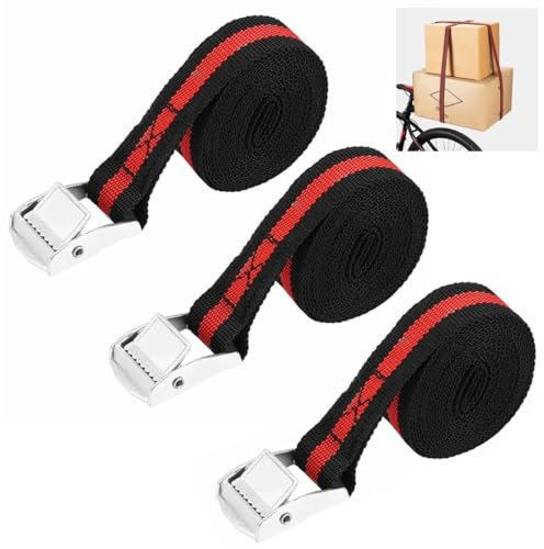 XURJUMI 3 Pièces Sangle d'Arrimage à cliquet, Sangle à Cliquet, 1,5M x 25mm Kit de Fixation, avec Boucle de Serrage, pour Moto, Voiture, Porte Vélo