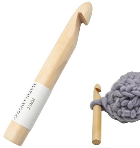 Ergonomische Häkelnadeln, Holzgriff Häkeln | Häkelhaken Webereihaken Craft Handmade Häkelnadeln 15m / 20/25mm Nähzubehör für Erwachsene