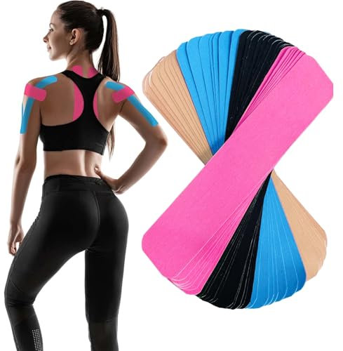 flintronic Kinesiologie Tape, 60 Profi Physio Tape und Sporttape - Hautfreundliche Tapes für Muskelunterstützung, Knieschmerzen, Ellenbogen und Schulter (25cm x 5cm)