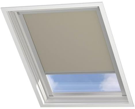DTCH® Dachfenster verdunkelungsrollo, Taupe, für VELUX UK10 | Hitzeschutz, 100% verdunkelnd, thermisch isolierend, mit Führungsschienen, passgenau, Sonnenschutz