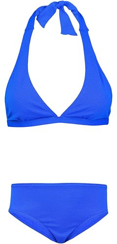 Aquarti Mädchen Bikini Set Bustier Bikinislip Zweiteiliger Badeanzug, Farbe: Zum Binden - Jacquard Punkte Kornblumenblau, Größe: 158