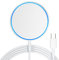 bakibo Magnetic Wireless Charger, Mag-Safe 15W Wireless Charging Pad Built-In LED 4 ft Cable Charging Mat Station for i-Phone 16/15/14/13/12 Series, for Air-Pods 3/Pro/Pro 2, White