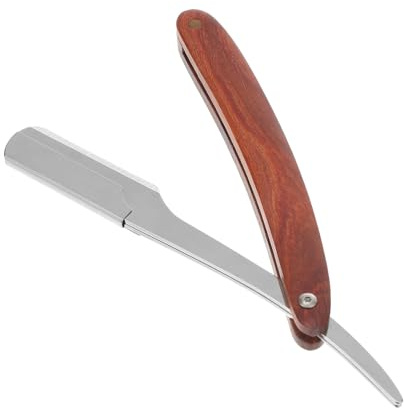 CALLARON Manuelles Rasiermesser Faltbar Edelstahl Rasierer Herren Bart Rasur Friseursalon Werkzeug Holzgriff Zufälliger Stil