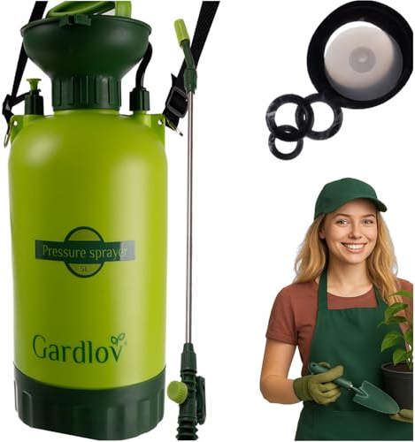 Gardlov Drucksprüher 5L mit Schultergurt 150 cm Sprühflasche zum Garten - sprühflasche Pflanzen 40 cm Lange Lanze und 110 cm Flexibler Schlauch robustem Behälter 25581