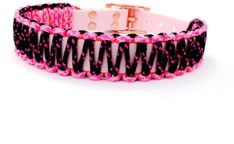 Hundehalsband Lori Tierluxe - Handgemacht, Paracord, Biothane (Pink Schwarz, XS Halsumfang 20-25 cm)