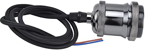 Haofy Support de Lampe E27 avec Cordon, Corde Tressée de 6 Pieds pour Luminaire Suspendu DIY, adapté aux Ampoules E26/E27 pour Chambre à Coucher, Salon, Décoration de café (BLACK)