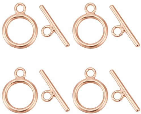 BENECREAT 4 Stück 925 runde Knebelverschlüsse Aus Sterlingsilber Mit T Bar Verschluss Roségoldene Knebelverschlüsse Für Halsketten Armbänder Schmuckherstellung Und DIY Projekte