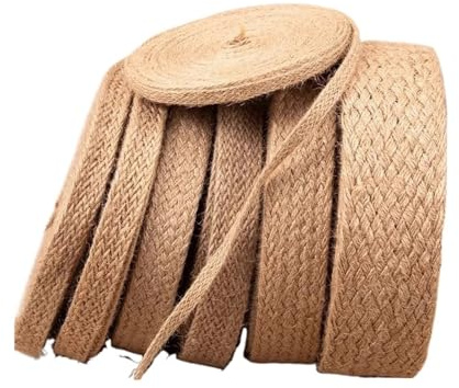 Spago Juta Corde di iuta intrecciate piatte, nastri, macramè, fatti a mano, fai da te, materiali for artigianato, corda canapa, spago for decorazioni for la casa(1cm-10M)