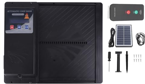 Porte de poulailler Automatique à énergie Solaire, Ouverture Horizontale par USB, 3 en 1, télécommande pour l'élevage de volailles (Noire)