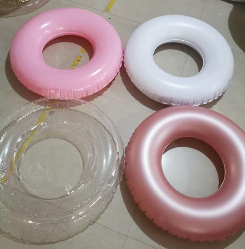 Grands flotteurs de piscine gonflables de 89,9 cm - Tubes de piscine - Bouées de piscine gonflables pour adultes - Flotteurs de piscine pour décoration de fête à thème (rose et blanc)