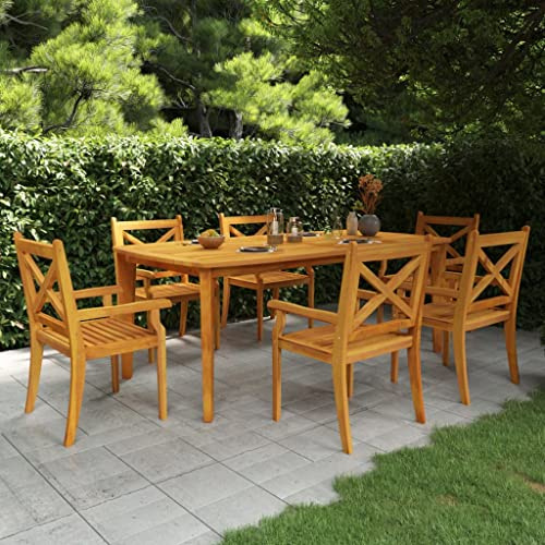 fadaoet Gartentisch aus massivem Akazienholz 200x100x75 cm mit Stabiler Tischplatte, diagonalen Beinen, wetterfest, ideal für Garten, Terrasse, Outdoor Möbel