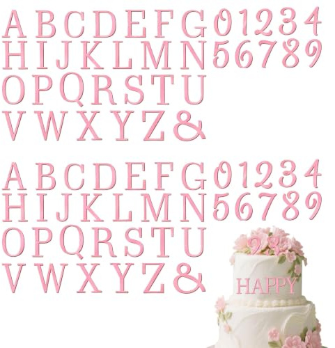 Floruvia 74 TLG Acryl Kuchenstecker Buchstaben Zahlen Set, Personalisierte Tortendeko A-Z Und 0-9, Für Hochzeit Geburtstag Babyshower Jubiläum(Rosa Roségold)