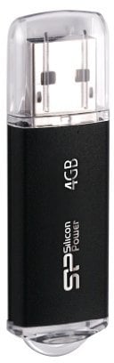 SILICON POWER Ultima-II USB-Stick 4GB black - USB 2.0 LED Aktivitaetsanzeige 4GB schwarz Alugehaeuse kratzfest keine Fingerabdruecke