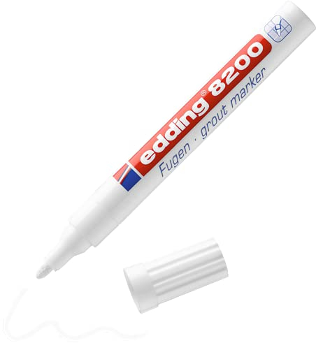 edding 8200 marcador para juntas - blanco - 1 rotulador - punta redondeada 2-4 mm - reparador para juntas sucias - resistente al agua, altamente opaco, secado rápido - para cocinas y baños