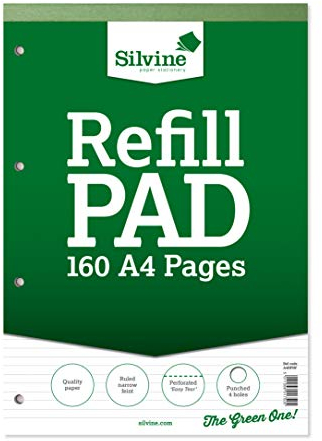 Silvine A4 Refill Pad - Narrow Lined (160 Pages) Single