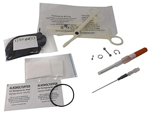 INKgrafiX® PIERCING STECHEN SET - NADEL, Lern-ANLEITUNG, ZANGE, SCHMUCK - STUDIO - IG21205 (Zungenbändchen)