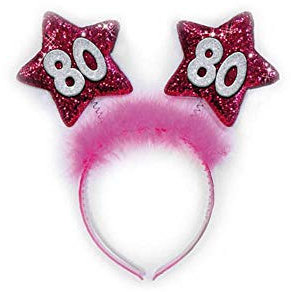 DOR import S.r.l. Serre-tête 80 ans Étoiles Fuchsia Gadget Idée cadeau pour fête d’anniversaire