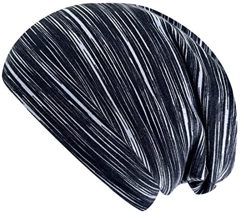 Wollhuhn ÖKO Jungen/Mädchen Bequeme Weiche Skater Long Beanie/Mütze/Beanie-Mütze/Strickmütze/Kinder-Mütze Jersey Gefüttert Übergangszeiten (Öko-Stoffe/Bio) 20150820 (Lines Schwarz/Grau, L)