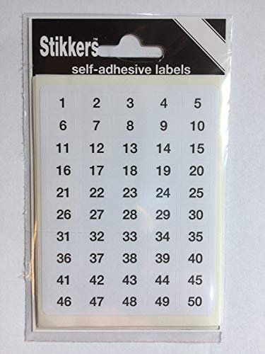400 Number Stickers Labels 1 to 200 Sticky White Self Adhesive Number Labels with Black Numbers - 2 Labels of Each Number (400 Sticky Numbered Labels)