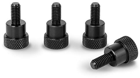 PrecisionGeek Aluminium Schwarz Ansatzschraube Rändelschrauben M5 x 10mm L-20mm (4 Stück)