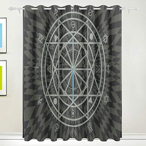 Montoj Vorhänge mit geometrischen, kreisförmigen Dreiecken, zur Verdunkelung, isoliert, mit Ösen, Verdunkelungsvorhänge für Schlafzimmer (2 Paneele, B 107 x L 160 cm) 72x55inx2pcs 1