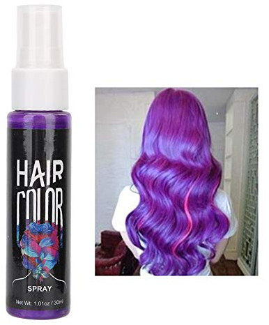 Haarfarbe Spray Lila Haarfärbespray, Haarspray Lila Auswaschbar, Temporäres schnelles Haarstyling Modellieren Friseur für Club Party 30ml, für Karneval, Cosplay, Weihnachten Halloween, Lila