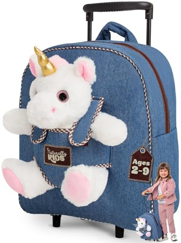 Naturally KIDS Toddler Suitcase w. Plush Unicorn Toy, Kids Gift 3-9