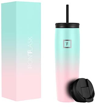 IRON °FLASK Nomad Tumbler - 825 ml, 2 Lids (Straw/Flip), Vacuum Insulated Stainless Steel Bottle, Double Walled, Thermo Coffee Travel Mug, Water Metal Canteen