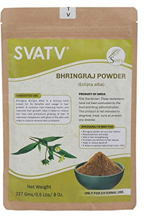 SVATV Natural Bhringraj Powder Eclipta Alba Per La Cura Dei Capelli Setosi E Morbidi | Promuovere La Crescita Dei Capelli | Aumenta Lo Spessore Dei Capelli - 227g