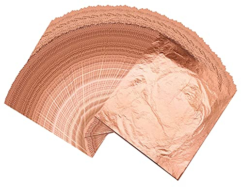 100 Blätter Imitation Blattgold, Roségold Nachahmung Goldfolienpapier, Blattgoldblätter, Metallic Goldfolie, Vergoldung Basteln, für Basteln, DIY Nägel Dekoration, Rahmen, Malerei, Möbel (14x14cm)