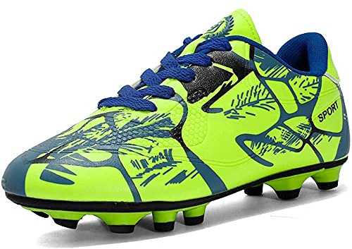 NEUSOP Fußballschuhe Jungen Mädchen Fussballschuhe Kinder Fussball Schuhe Trainingsschuhe Für Unisex-Kinder Sportliche Fußballschuh,A Grün,37EU