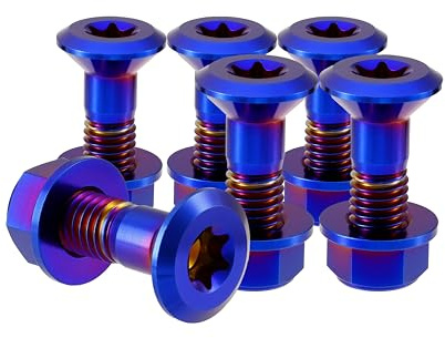 RISON-Titanium 6 Set Titan Kettenblattschrauben M8, Ritzel Schrauben und Muttern Kits，Kettenradschraubensatz und Sicherungsflanschmuttern Universal für Motorräder, MTB-Rennräder