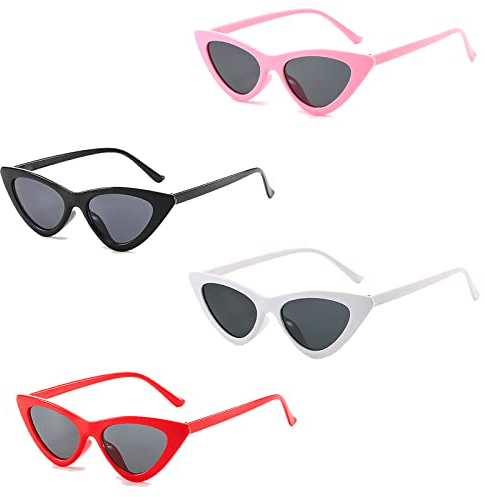 Flycppo Occhiali da sole da Donna,4 Pezzi Occhiali per Gatti alla Moda,Occhial Sole Ovali Vintage,Occhiali da Sole Cateye Retrò