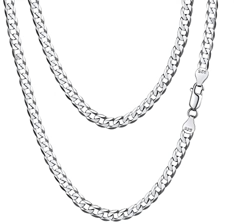 FindChic Panzerkette Damen Silber 925 3mm Silberkette ohne Anhänger Herren Gliederkette 61cm Kubanische Kette weißgold Ultradünne Kette Sterling Silber Halskette