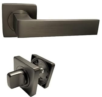 Paire de Poignées de Porte sur Rosaces Carrées KLOSE besser en ALUMINIUM Couleur Bronze anodisé ELODIE - +1 Paire de rosaces condamnation