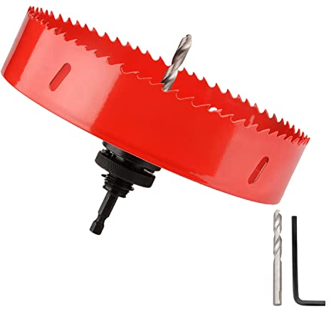 Scie cloche 300 mm, M42 HSS M42 - Pour bois, aluminium, tôle de fer, tube en plastique, profondeur de coupe 44 mm (rouge)