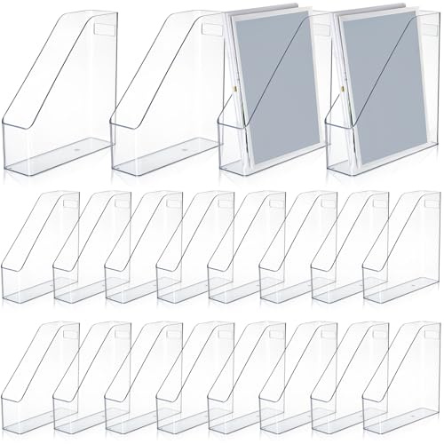 Lot de 6 porte-revues en acrylique transparent avec poignée - Organiseur de bureau vertical pour la maison, le bureau, l'école, le travail, l'étude, les fournitures de bureau