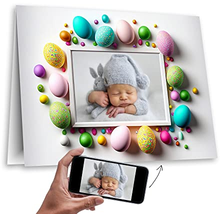 codiarts. Osterkarte personalisiert mit deinem Foto XL-Klappkarte DIN A4 mit Umschlag Ostern, Grußkarte (Ostereier 01)
